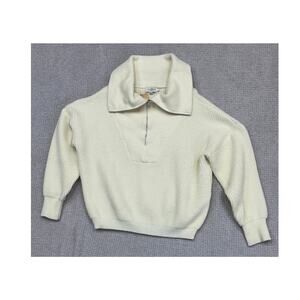 Molly Bracken Cream Quarter Zip Long Sleeve Sweater Size L #60919